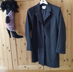 👢Charcoal Long Blazer Jacket Embroidered Hem EUC Equestrian 🐎 SZ 10